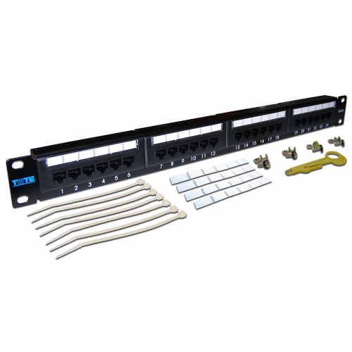 TWT Patch panel, 24 port, UTP, cat. 5E, 1U